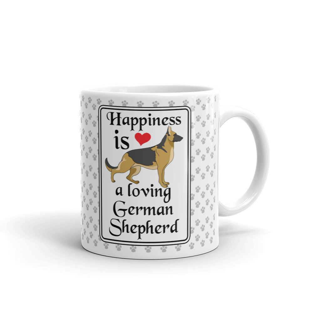 Happiness is Loving German Shepherd Coffee Tea Ceramic Mug Office Work Cup Gift