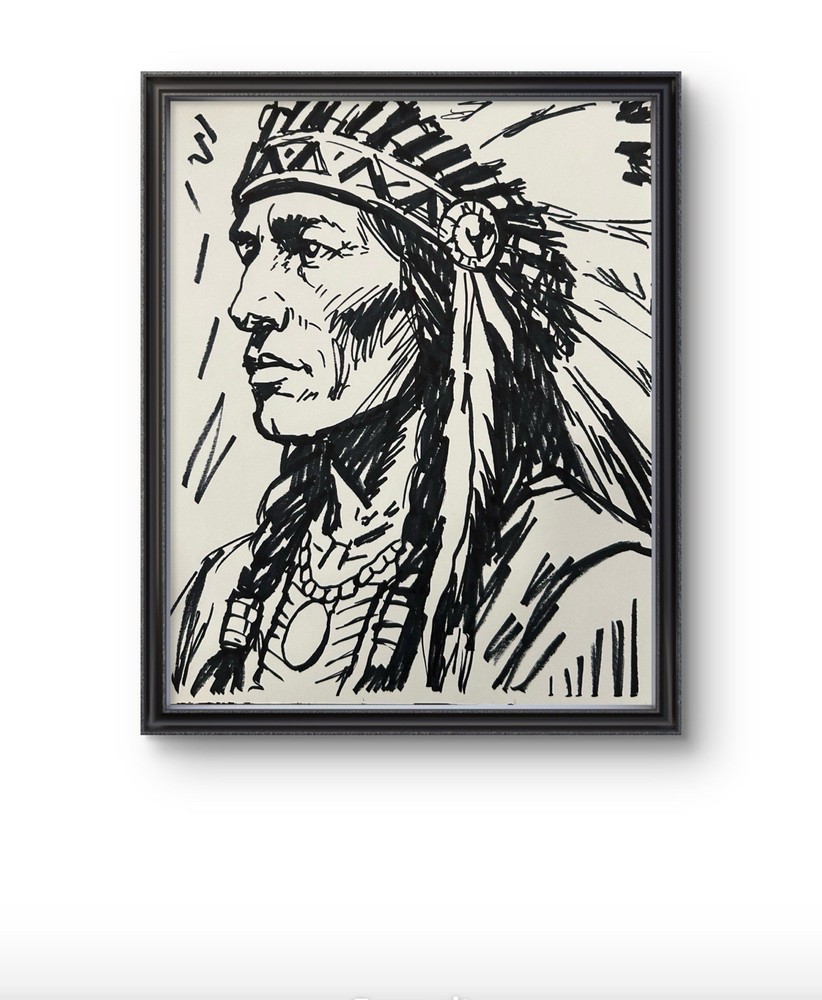 Original Abstract Native American Painting 14x11 paper Modern Wall Art Home Deco