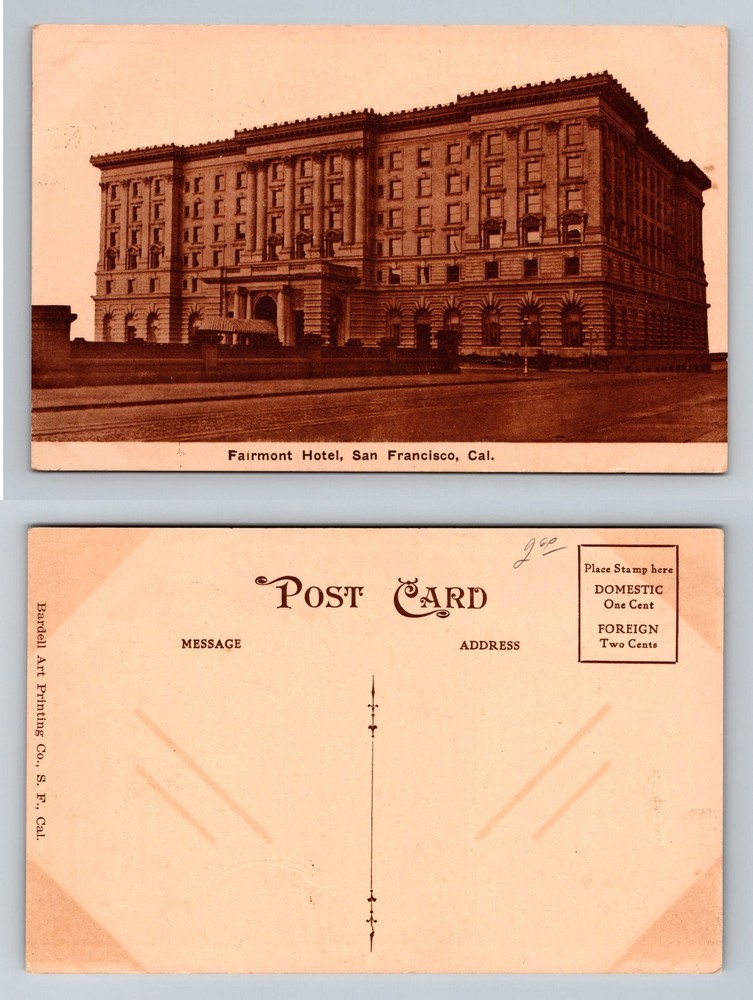 San Francisco, CA-California, Fairmont Hotel Nob Hill Exterior Vintage Postcard