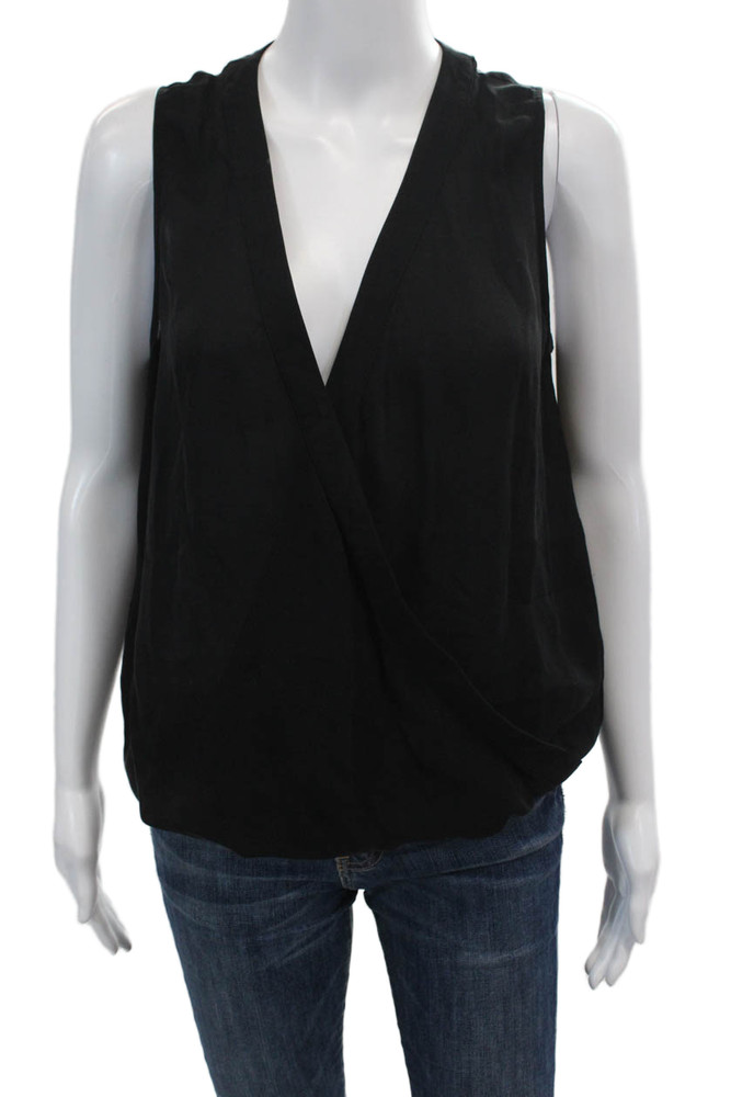 Parker Womens Silk Sheer Criss Cross V-Neckline Sleeveless Blouse Black Size XSFree Shipping in US $100+ Orders | $6.95 Orders Below