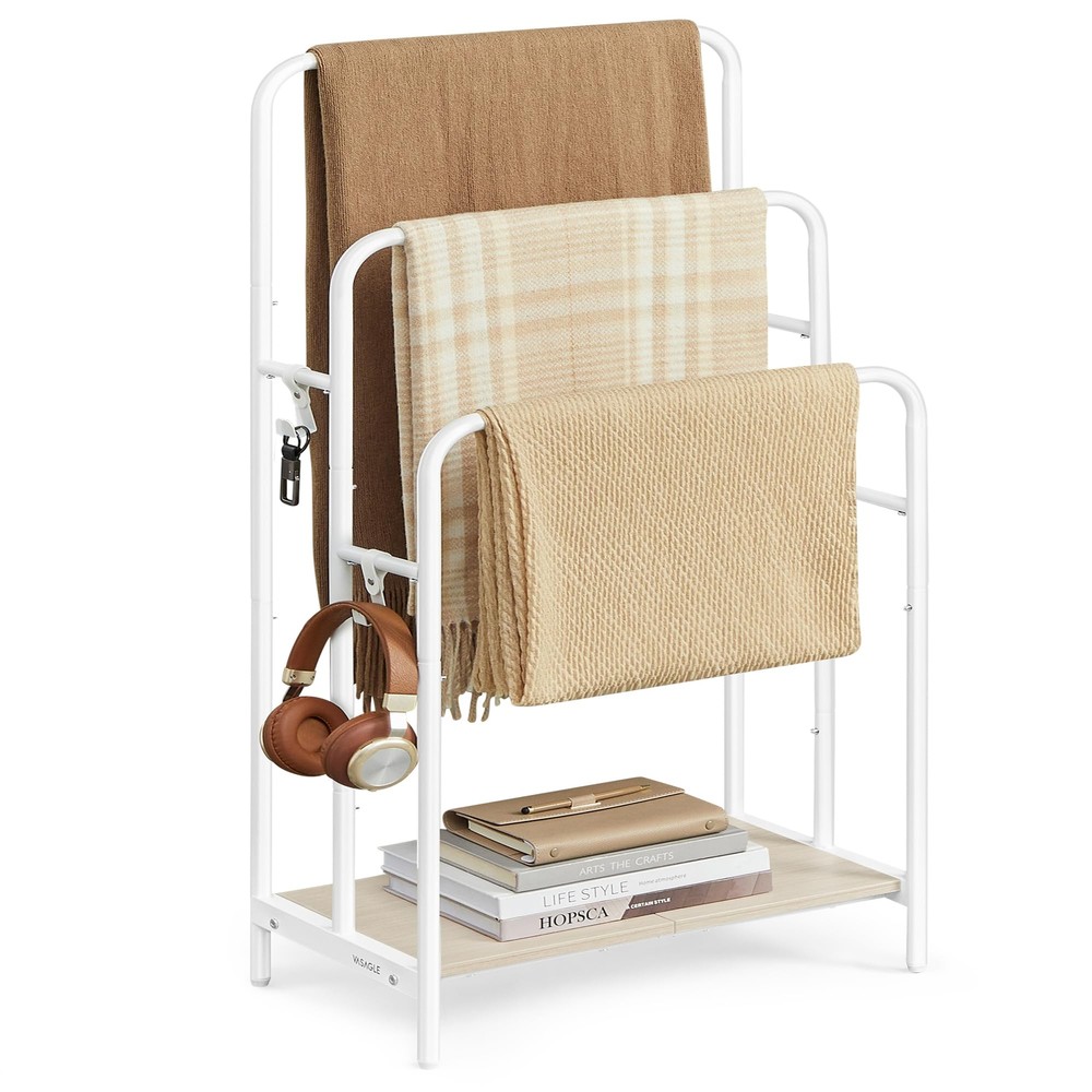 Freestanding Towel Rack, 3-Tier Blanket Holder with Storage Shelf, 19.7 x 11....