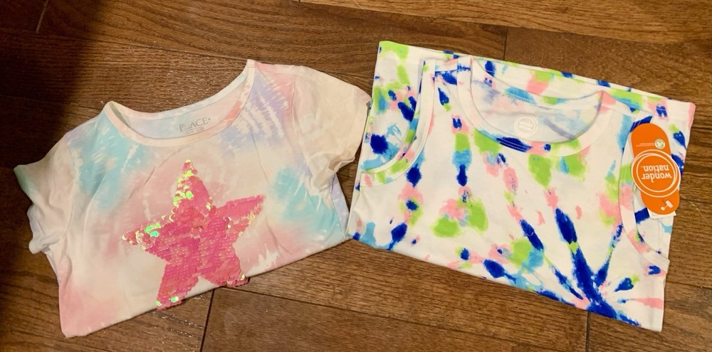 Girls Tie-Dye Shirts – Wonder Nation & The Children’s Place – Size 7/8