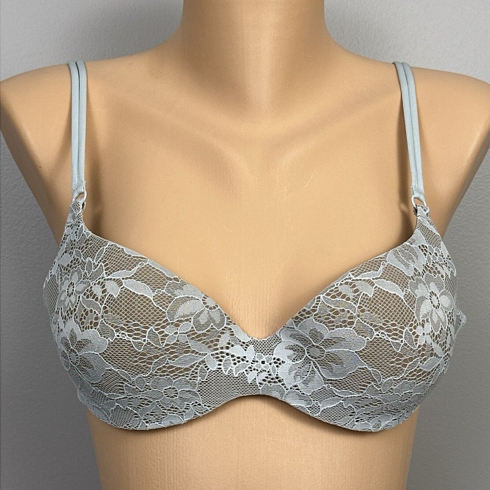 Victoria's Secret Angels Secret Embrace Bra Size 34B Blue Brown Lace Underwire
