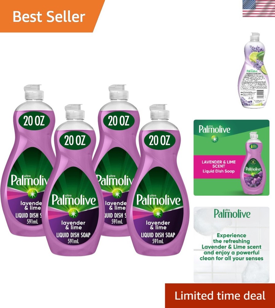 Concentrated Grease-Cutting Liquid Dish Soap with Lavender & Lime - 4 Pack