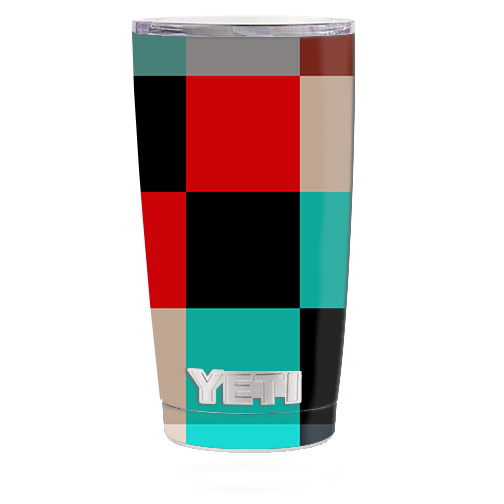 Skin Decal for Yeti 20 oz Rambler Tumbler Cup / Colorful  Boxes Checkers