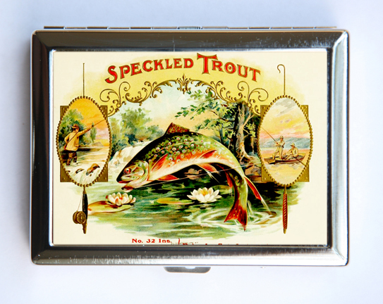 Rainbow Trout Metal Cigarette Case Wallet with Card Holder for Anglers