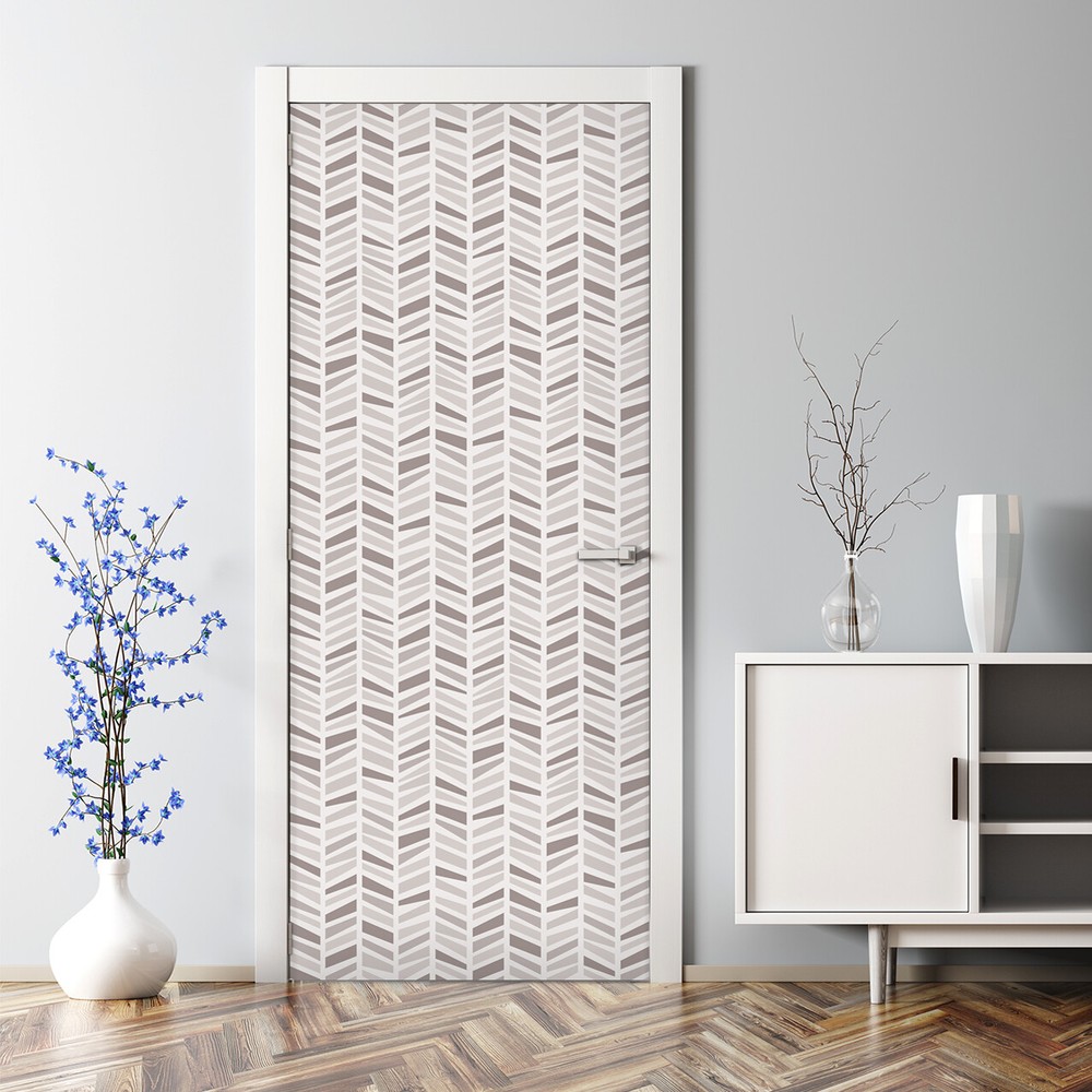 Herringbone Geometric Bubble-Free Self-Adhesive Door Decal Sticker