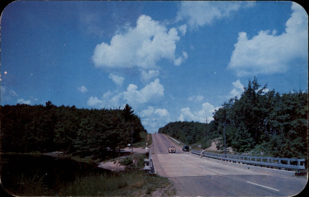 Greetings from Kingsley Michigan country road ~ 1952 vintage postcard