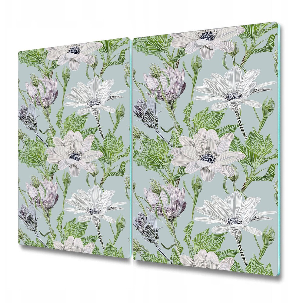 Glass Induction Ceramic Hob Cover Modern Daisies Watercolour Floral 2x30x52