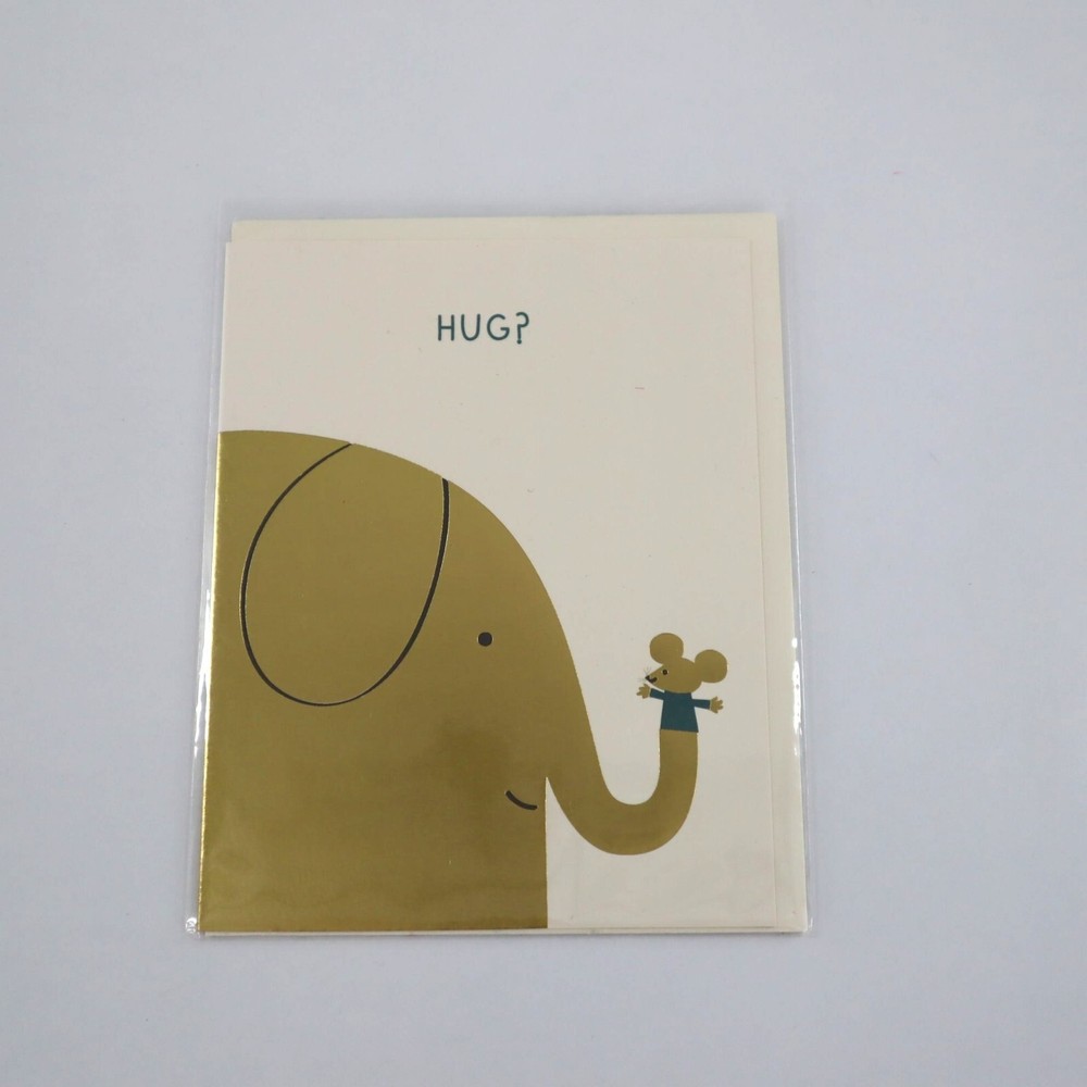 Hug Greeting Card Inside is blank Well Wishes Thinking of you Gold Foil