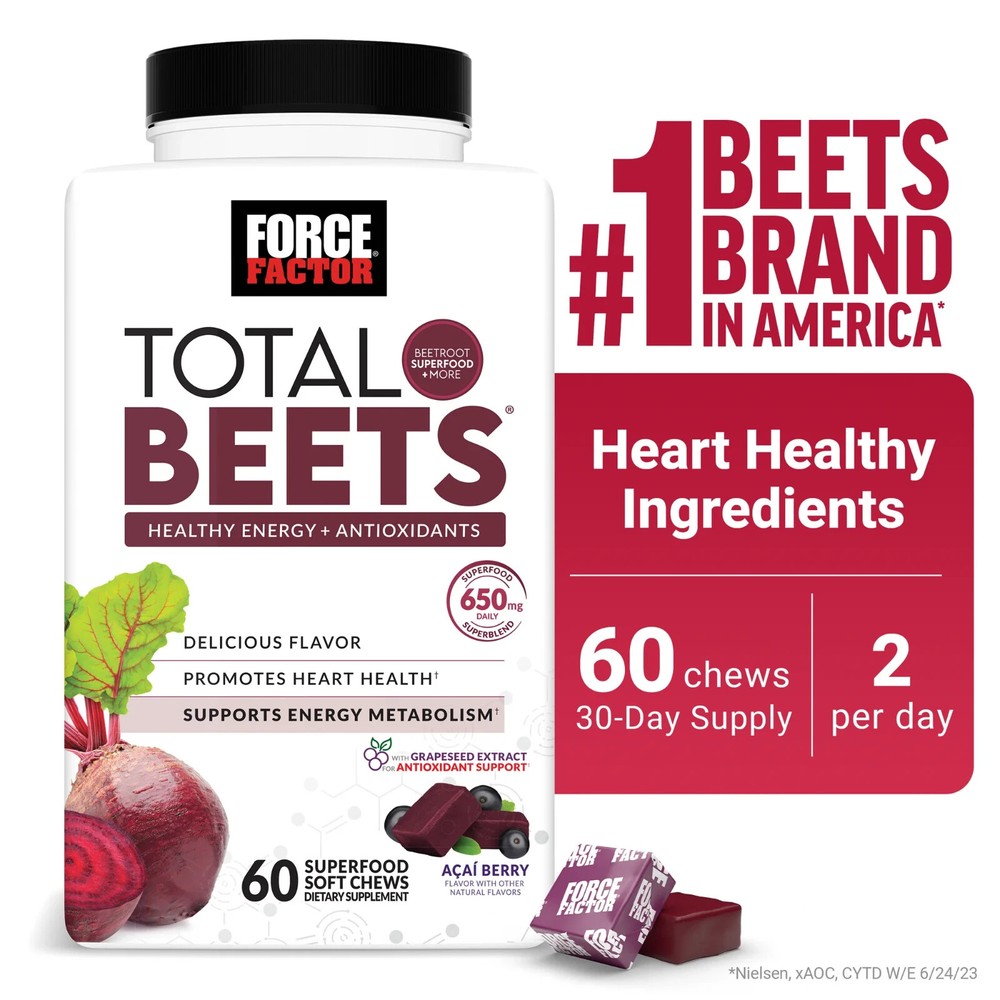Total Beets, Beet Root Soft Chew Supplement, Beetroot Gummies Alternative, 60 Ch
