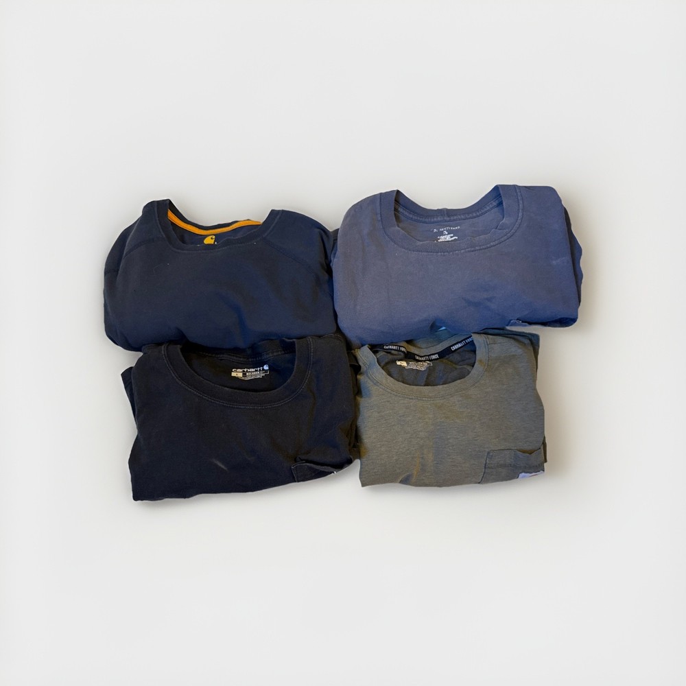 Carhartt Pocket T-Shirt Lot of 4 Men’s Size Large Workwear Tees Blue Gray Logo
