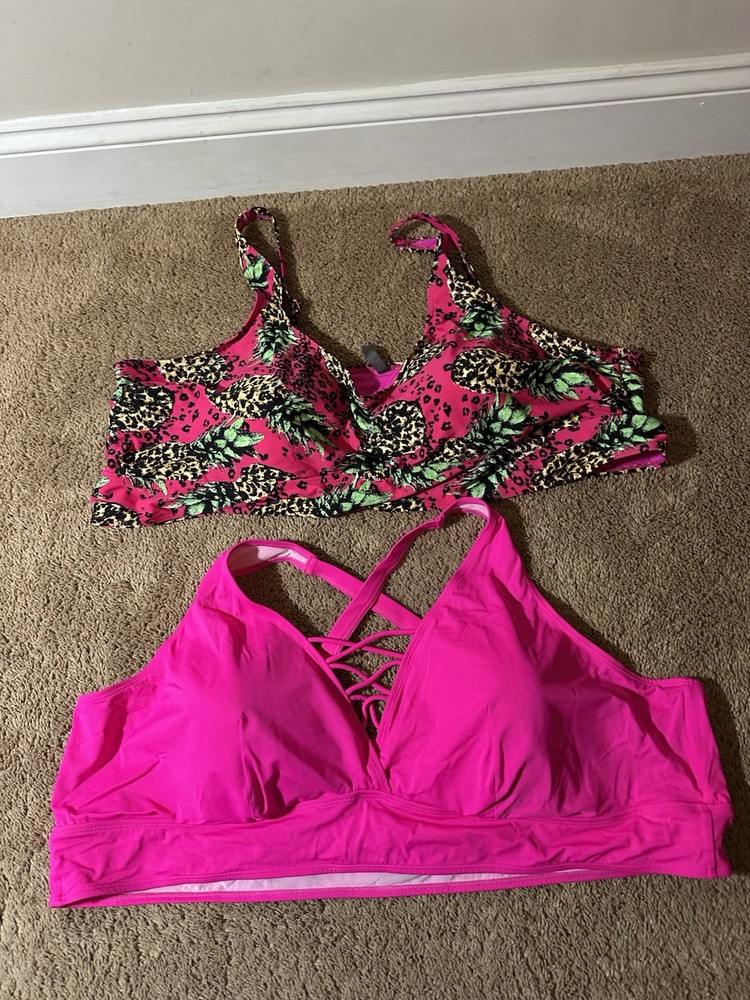 Lot Of 2 Womens Torrid Bikini Swim Tops Pink Size 6 Pinapples