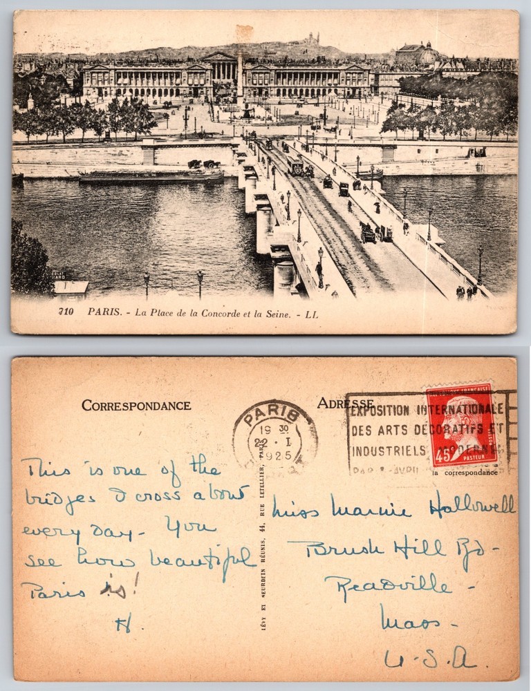 Paris France River Bridge View Postcard