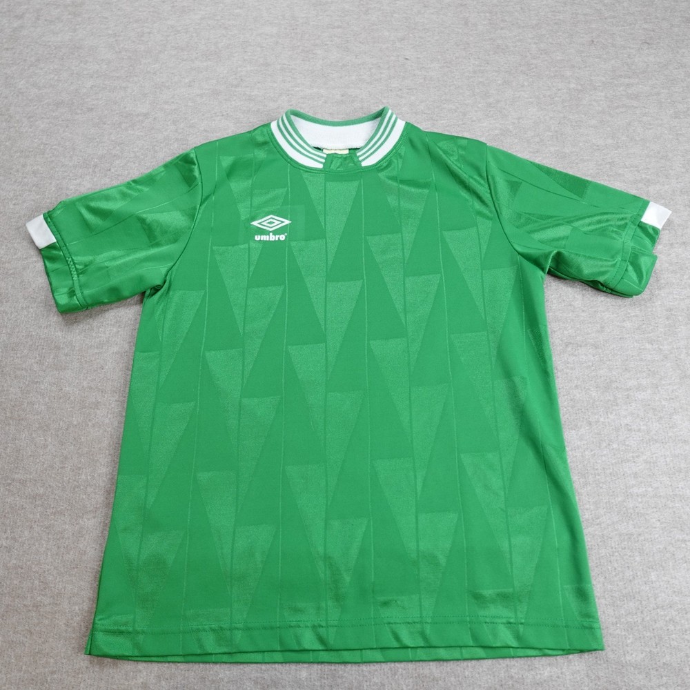 Vintage Umbro Shirt Green Double Sided Satin Made in USA  Soccer Football #13
