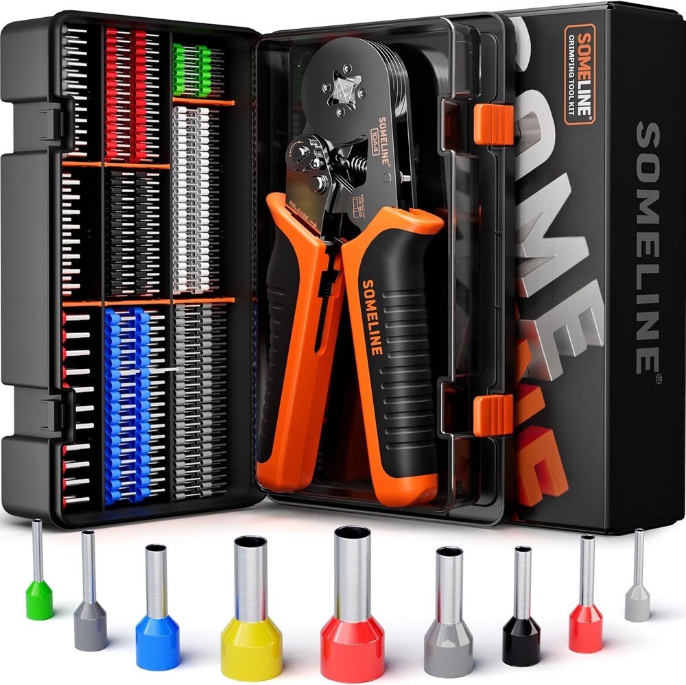 SOMELINE Ferrule Crimping Tool Kit Self-Adjusting Pliers for Wire Ferrules AWG