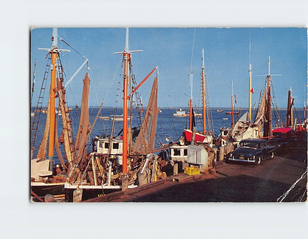 Postcard Fishing Boats at Town Pier Provincetown Cape Cod Massachusetts USA