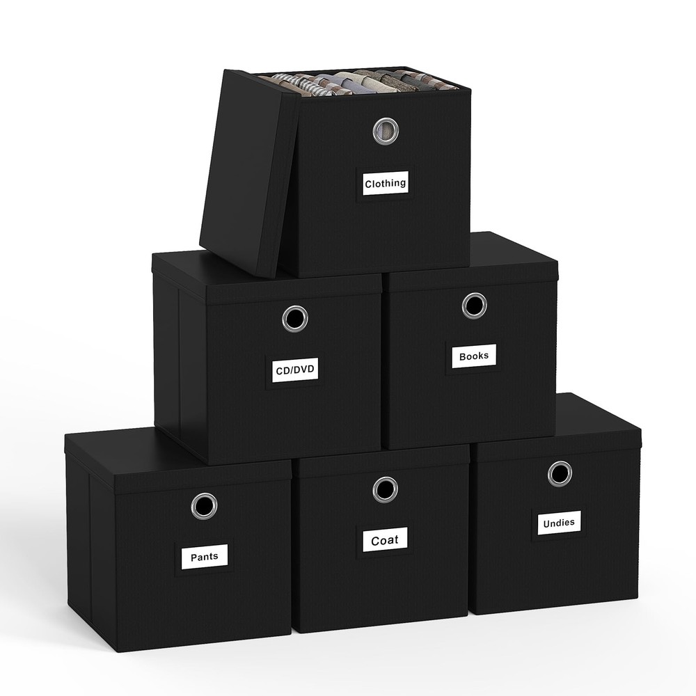 Foldable Fabric Storage Cubes with Lids for Closet Organization