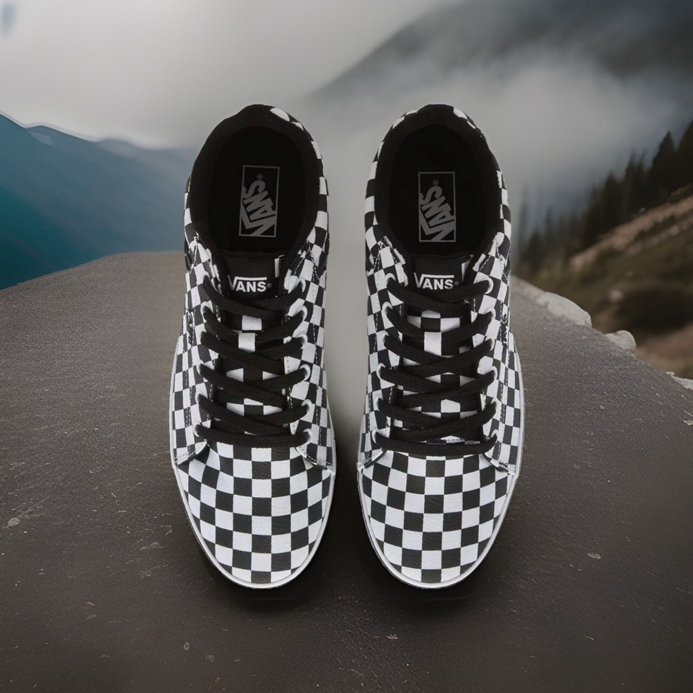Vans Seldan Checkerboard Skate Shoes Canvas Black White Men's Sz 8.5 VN000CT3BA2