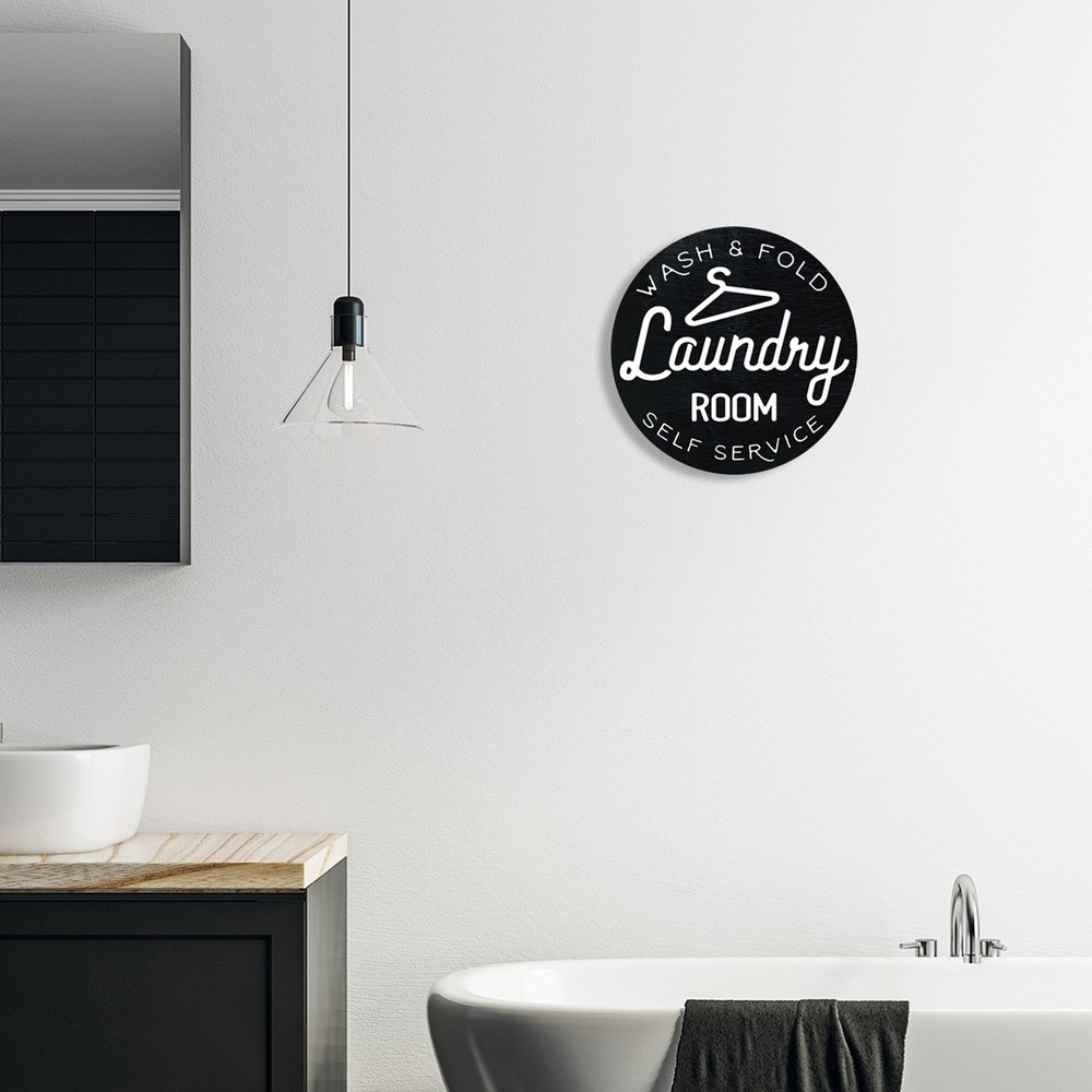 Stupell Wash and Fold Vintage Laundry Room Sign Black White,