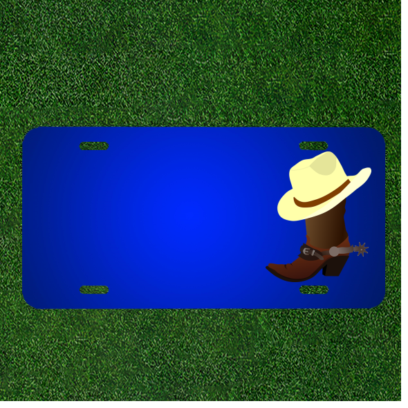 Custom Personalized Leather Cowboy Boots License Plate with Added Names