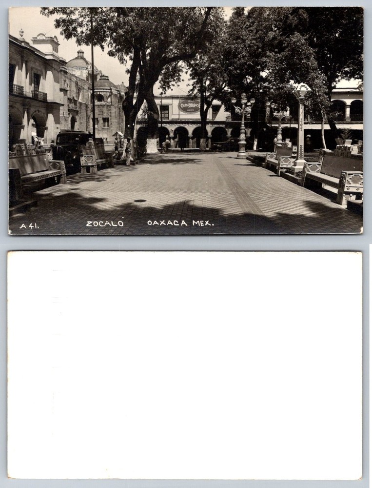 RPPC Zocalo Oaxaca Mexico Vintage Real Photo Postcard 1930s-40s City View