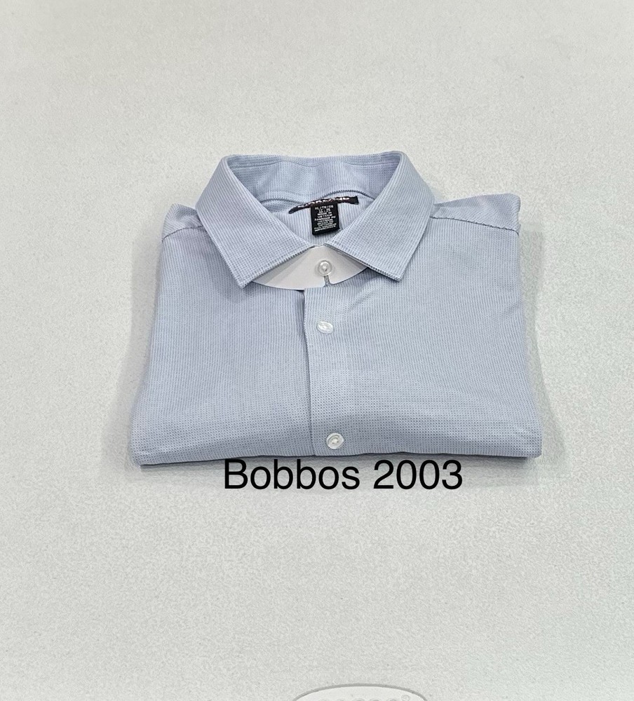 Kirkland Men's Modern Fit Knit Button Up Dress Shirt, Blue Dots,XL (17-18,36/37)