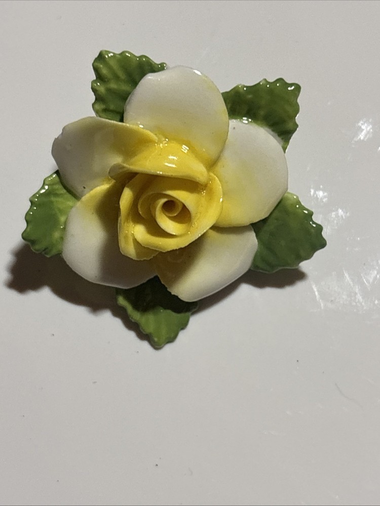 Coalport Brooch Pin Flower Yellow Fine Bone China Vintage