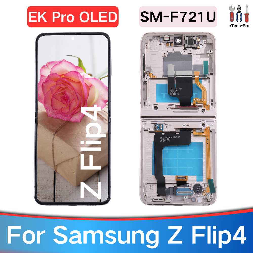 Pink Gold Samsung Galaxy Z Flip4 SM-F721 Display Screen Replacement Assembly