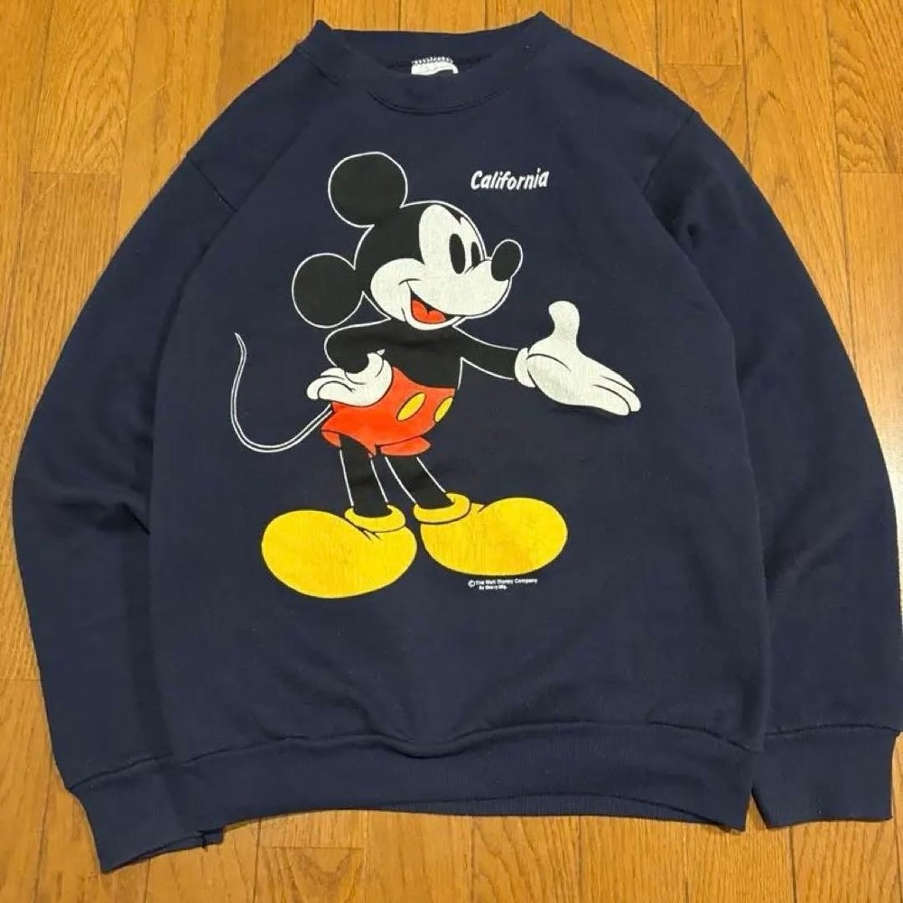1990s TULTEK Disney Mickey Mouse Navy Double-Sided Sweatshirt M USA Made