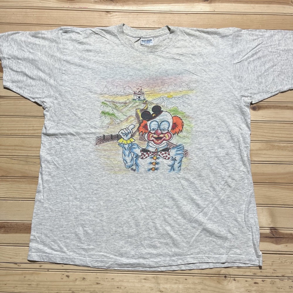 Vintage Disneyland China World Tour 1993 Great Wall Clown Shirt Size XL  RARE