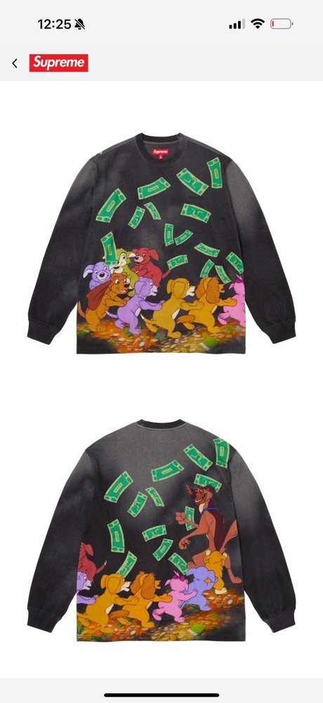 Size Medium - Supreme All Dogs Go To Heaven Night  Long Sleeve Tee