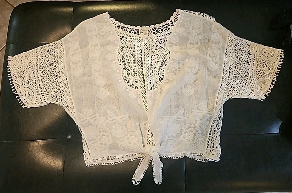 Boho Crochet Blouse for Women Size Large by Est. 1946 Romantic Festival Top