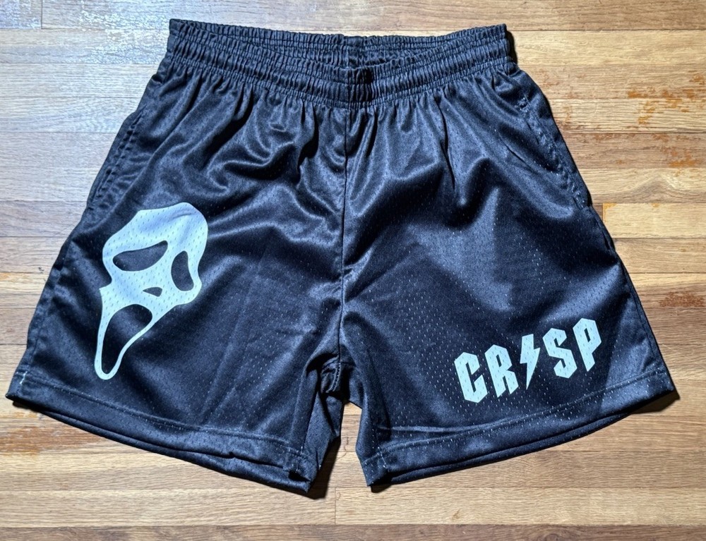 Crispy NYC Originals Black Mesh Basketball Shorts Scream Mask Size L