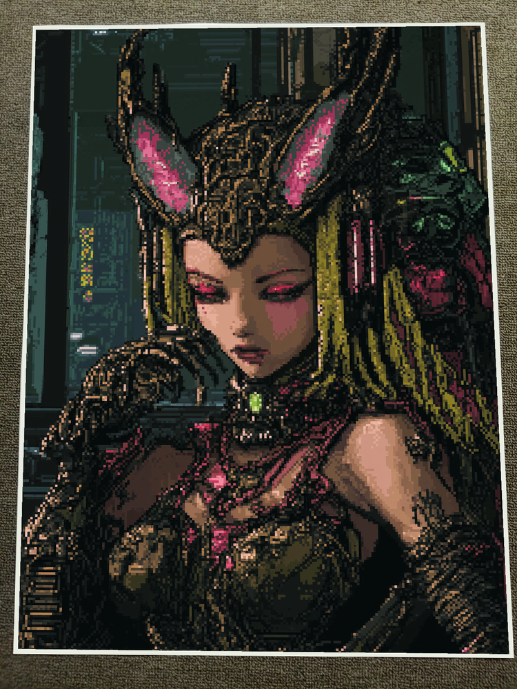 Steampunk Cyber Elf Warrior Fantasy Art Print 18x24 Inches