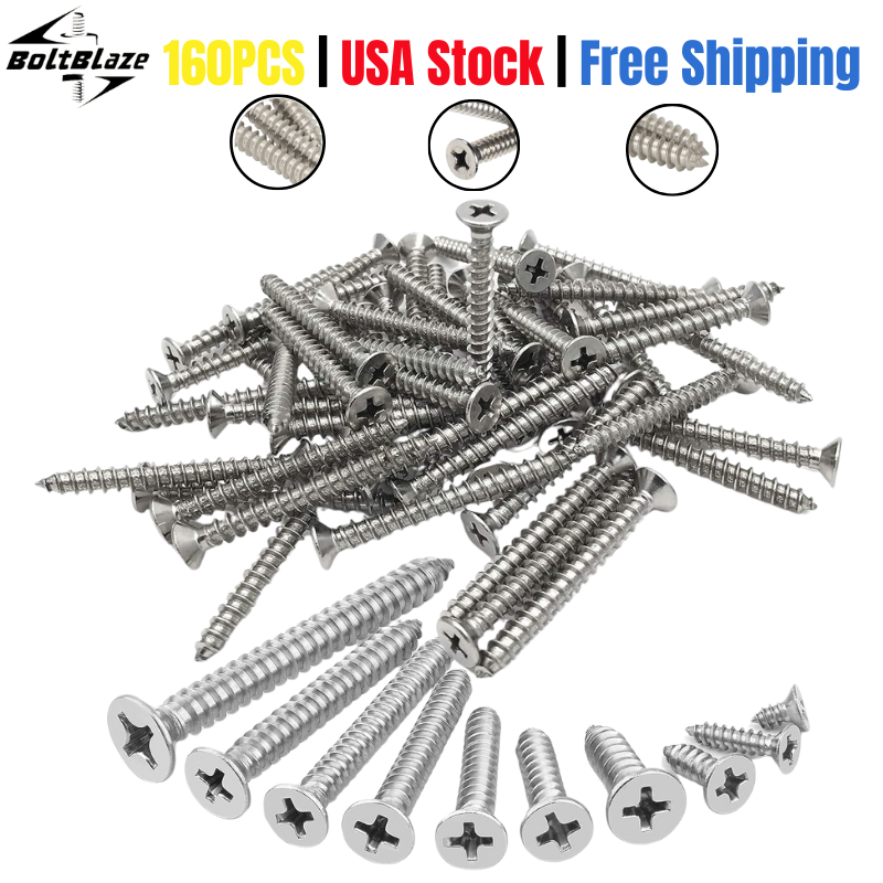 160Pcs #8 Wood Screws – 1/2