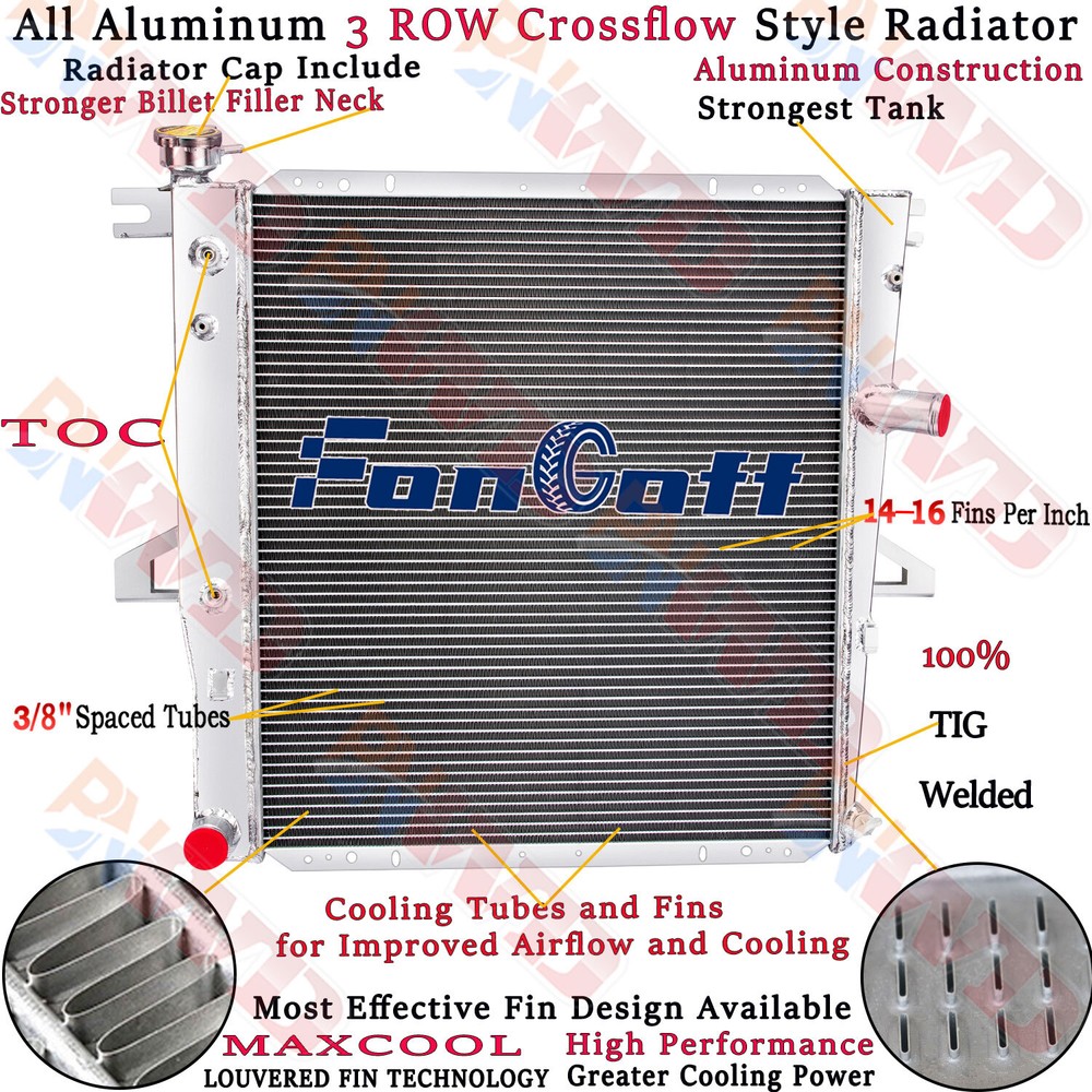 3-Row Radiator for Ford Explorer Ranger Mazda Mercury V6 4.0L AT 1998-2011 2010 Models  