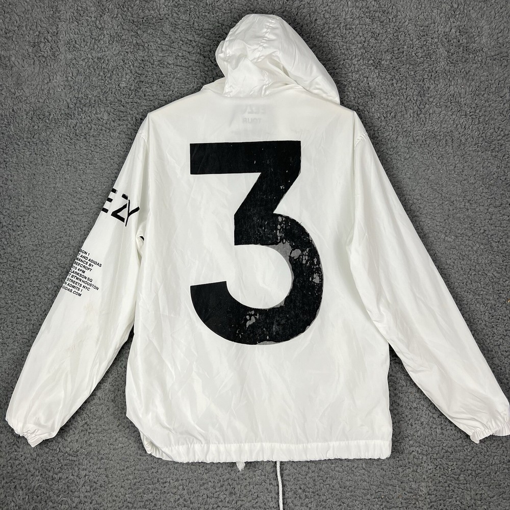 Yeezy Yeezus Tour Windbreaker Jacket Mens Small Full Zip White Kanye West *Flaw