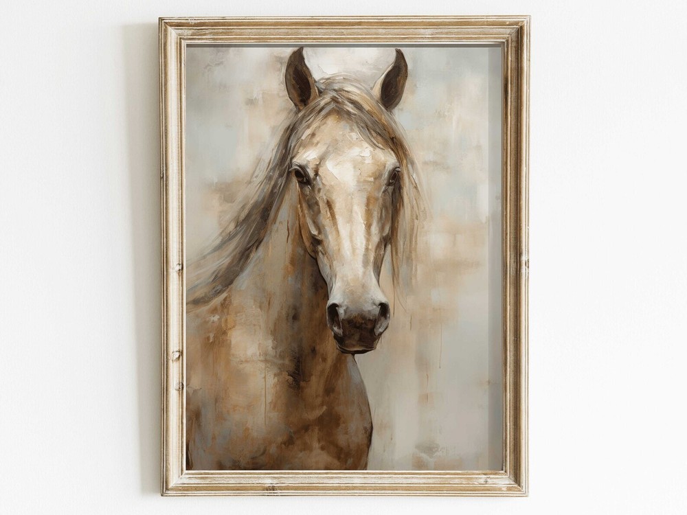 Vintage Horse Print Wall Art Equestrian Home Decor Horse Portrait Painting