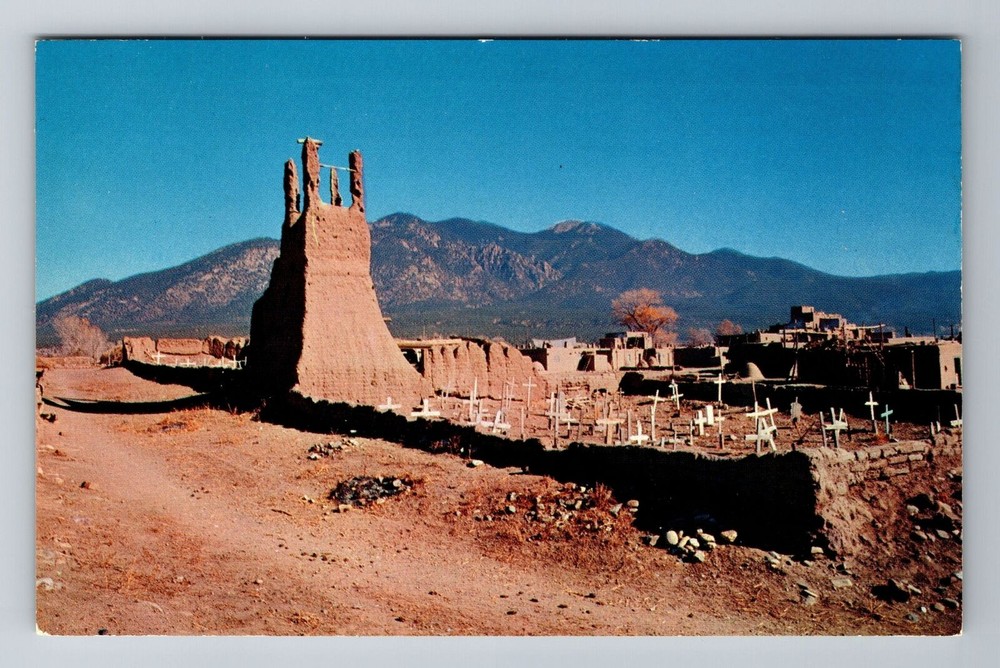 Taos NM-New Mexico, Mission Ruins San Geronimo de Taos Antique Vintage Postcard