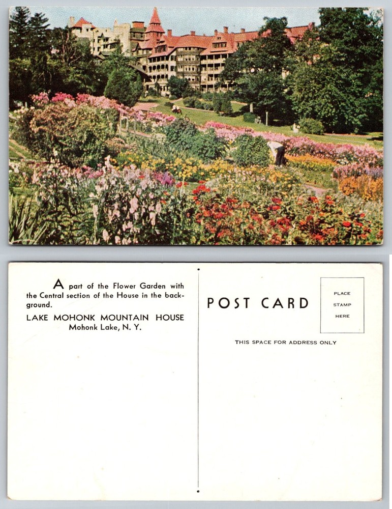 Lake Mohonk Mountain House NY Flower Garden Vintage Postcard