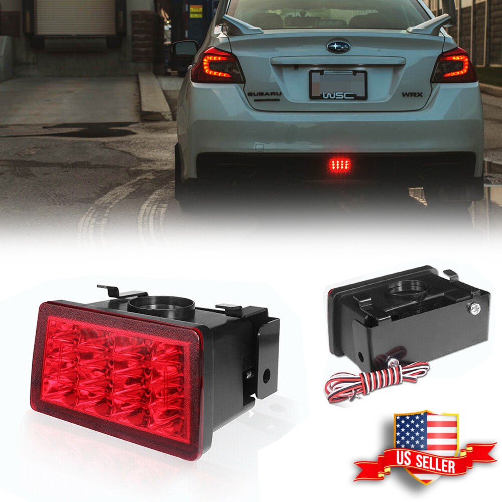 Set Red Lens F1 Style Strobe LED Rear Fog Brake Tail Light For Subaru WRX STi XV