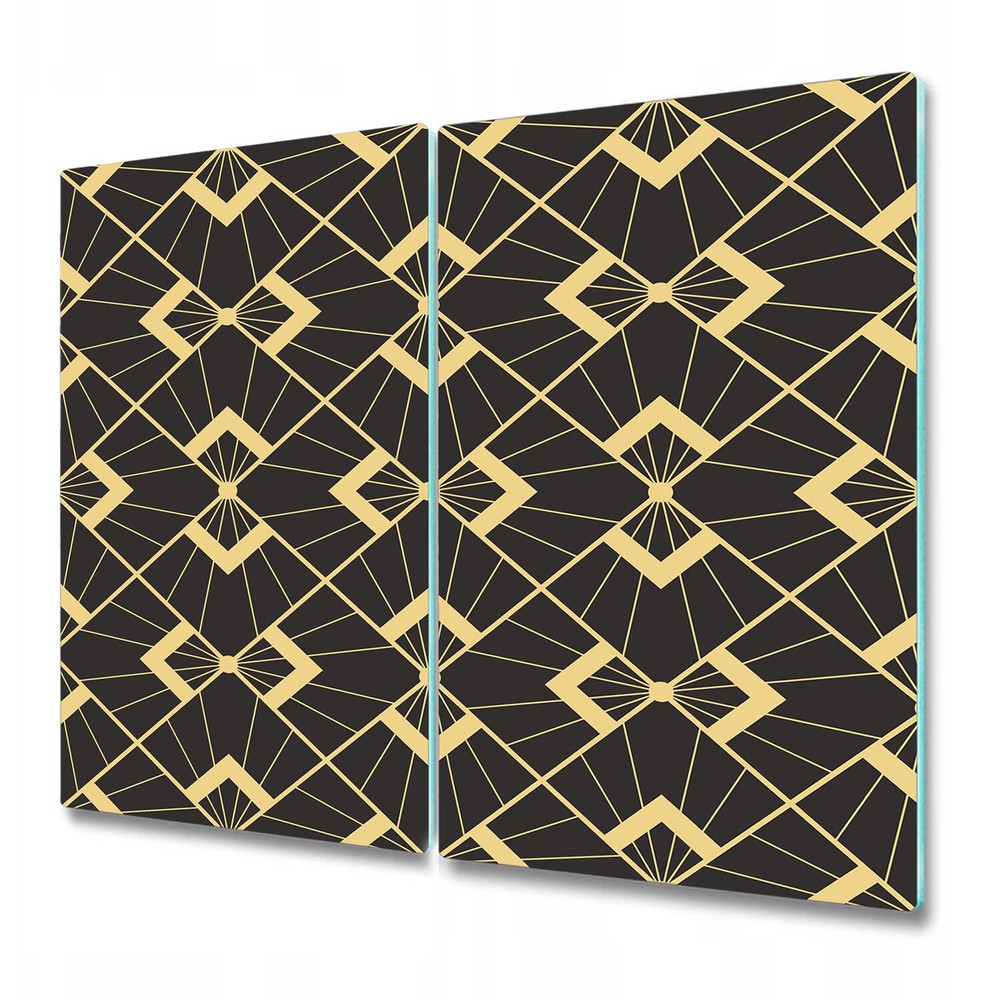 Glass Chopping Cutting Board Abstract art deco black and golden 2x30x52