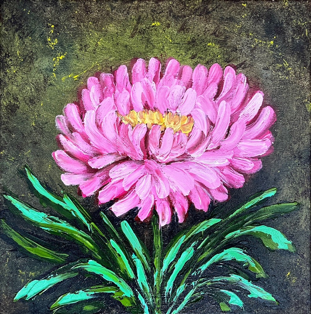 Chrysanthemum Garden Oil Painting on Canvas by Ukrainian Floral Artist