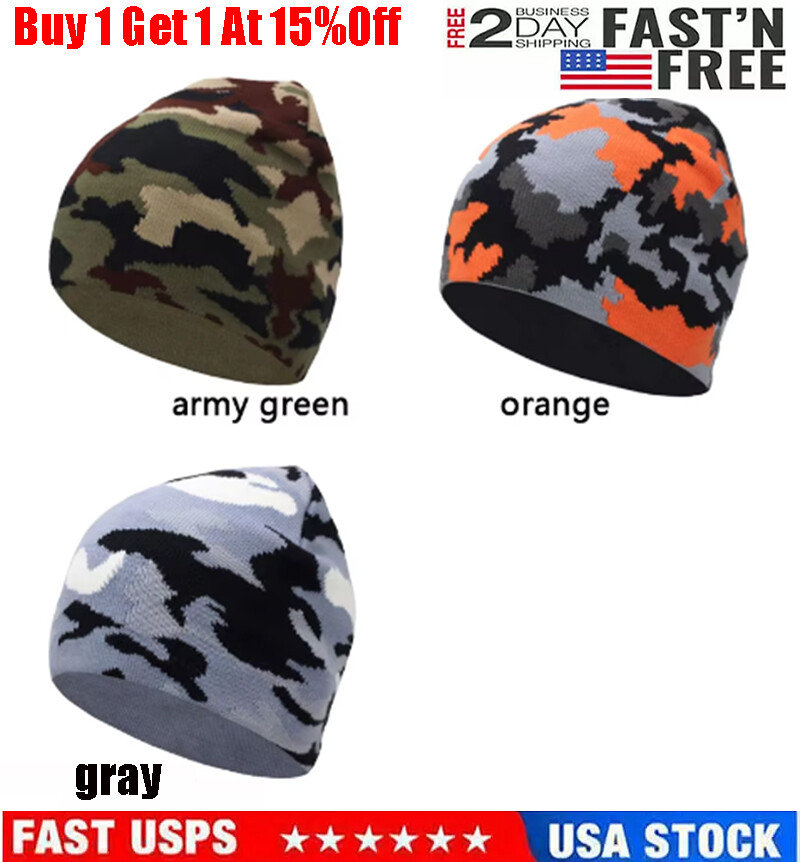 Camouflage Knitted Hat Men Beanie Women Winter Hats For Men Knit Caps
