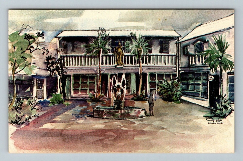 Key West FL-Florida Pirates Alley Vintage Souvenir Postcard