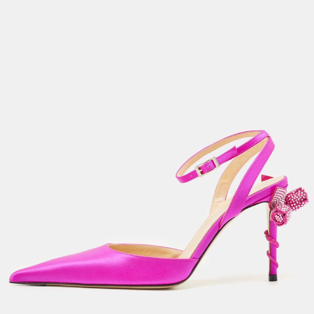 Mach & Mach Fuchsia Satin Tulip Ankle Strap Heels Size 37