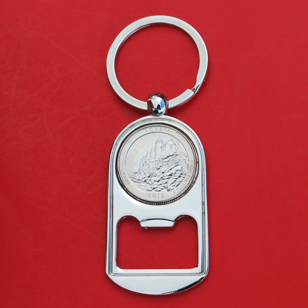 2012 Maine Acadia National Park Quarter Keychain Bottle Opener Ring - New-image