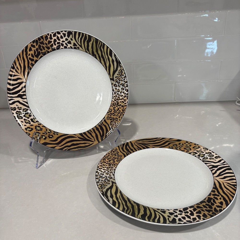 Studio Nova Jungle Beat Dinner Plates HG262 Safari Tiger Leopard Rim 11