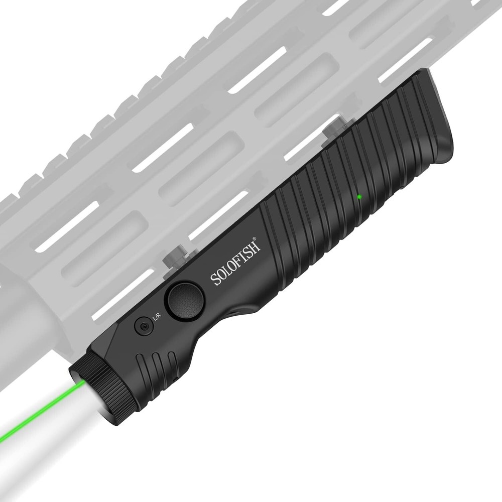 SOLOFISH 1450 Lumens Tactical Flashlight & Green Laser Sight M-LOK Rail Magnetic